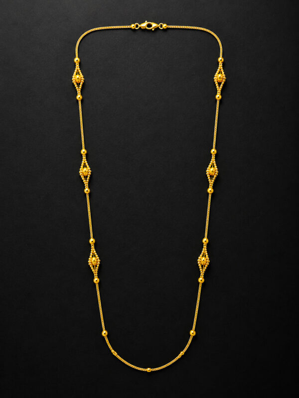 Gold Filigree Station Chain, 26 Inch