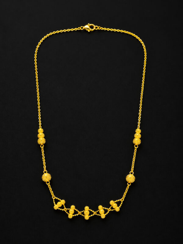 Gold Textured Bead Chain - Lattice Accent, 20 Inch