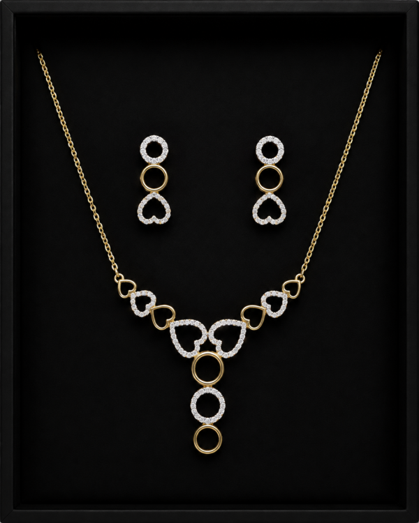 Gold Heart & Circle Necklace Set — Sweetheart Drop