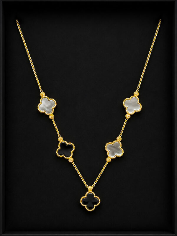 Gold Necklace Set — Pavé Floral Cluster Pendant