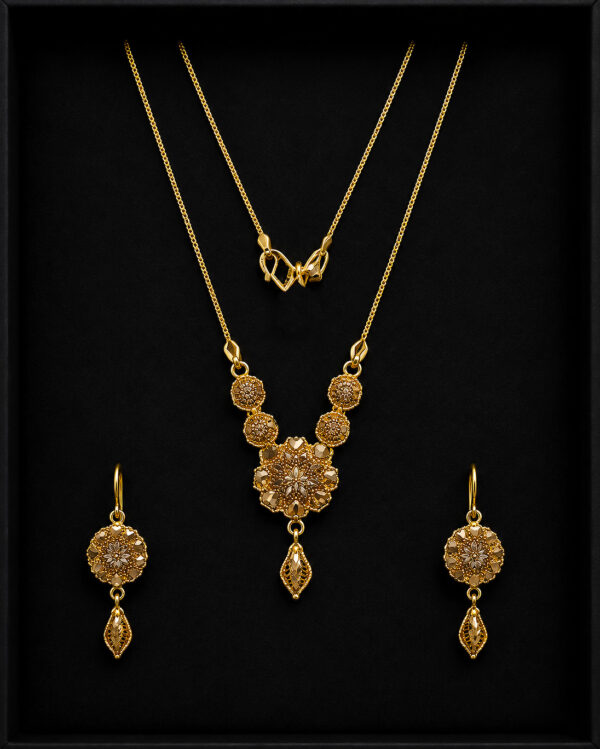 Gold Bridal Necklace Set — Emerald Pearl Collar