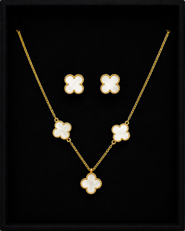 Gold Clover Necklace Set — Ivory Mother-of-Pearl