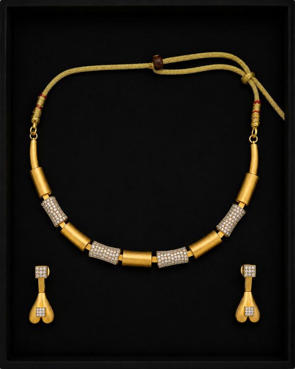 Gold Necklace Set — Pavé Panel Link