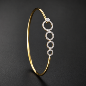 Diamond Bangle Bracelet — Circle Cascade with Solitaire