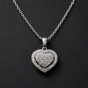 Diamond Heart Pendant — Double Halo