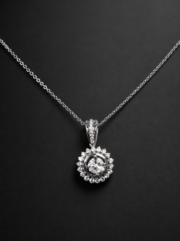 Diamond Solitaire Pendant — Sunburst Halo