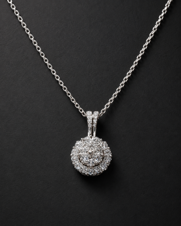 Diamond Cluster Pendant — Split Bail Round