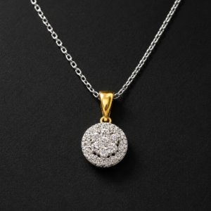 Diamond Cluster Pendant — Two-Tone Round