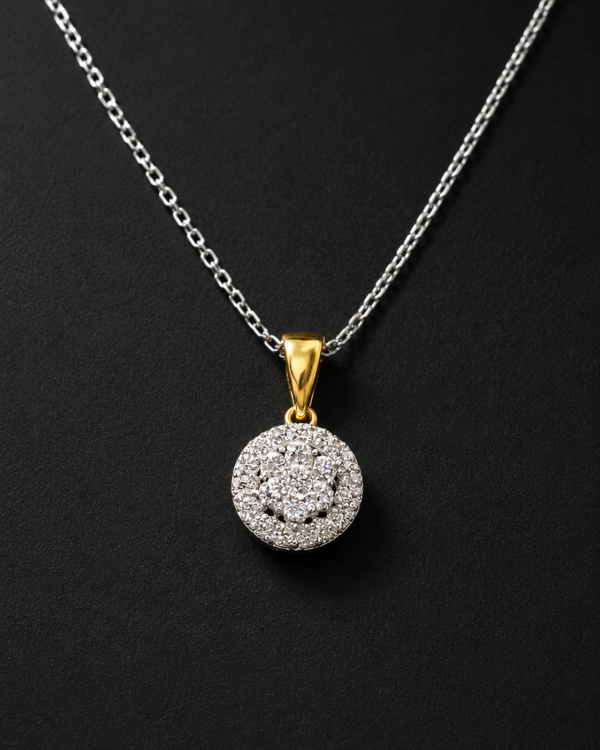 Diamond Cluster Pendant — Two-Tone Round