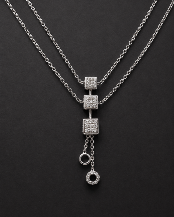Diamond Lariat Pendant — Triple Square Drop