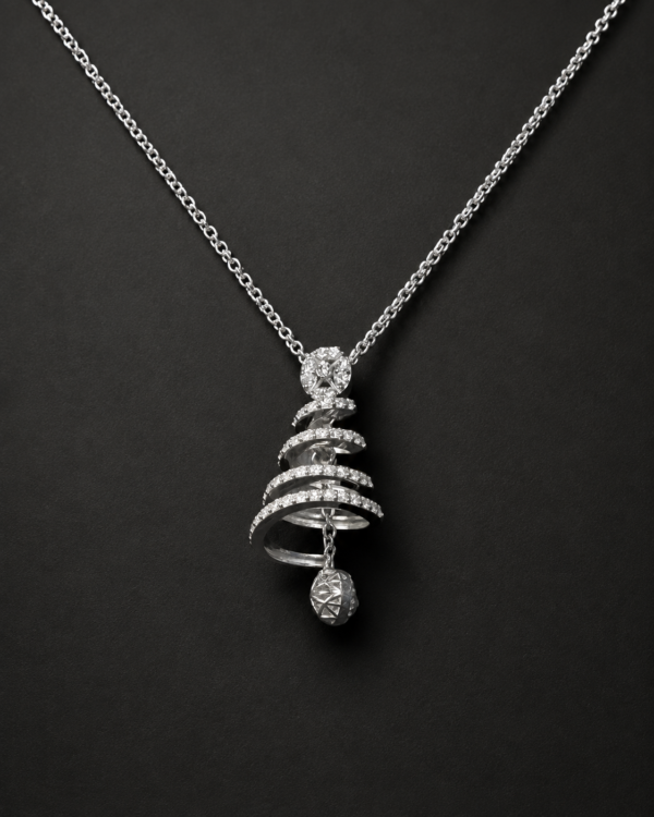 Diamond Statement Pendant — Spiral Cone Drop