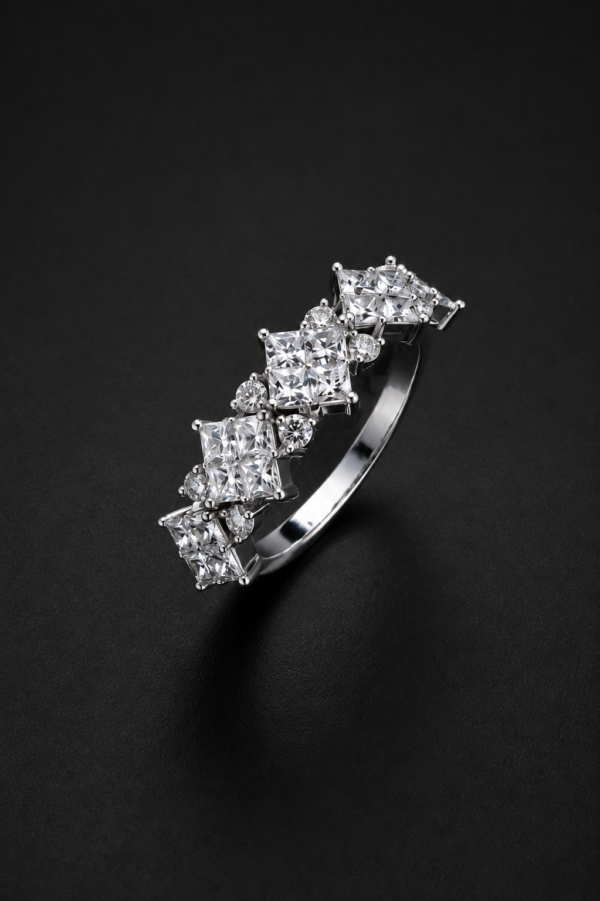 Diamond Statement Ring — Princess Cluster Row