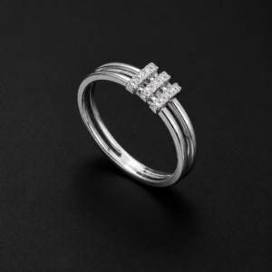 Diamond Ring — Triple Pavé Bar Stack