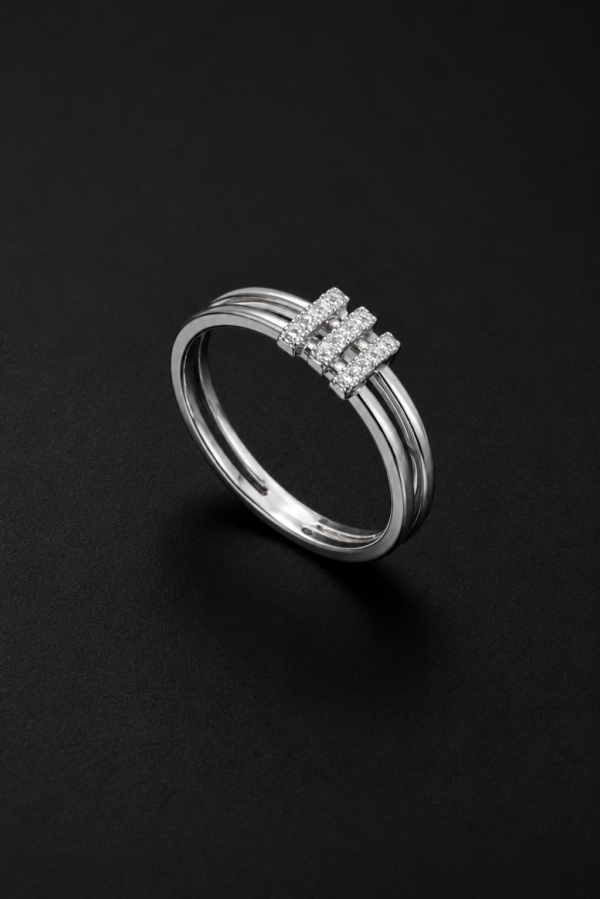 Diamond Ring — Triple Pavé Bar Stack