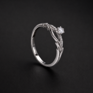 Diamond Ring — Leaf & Vine Solitaire