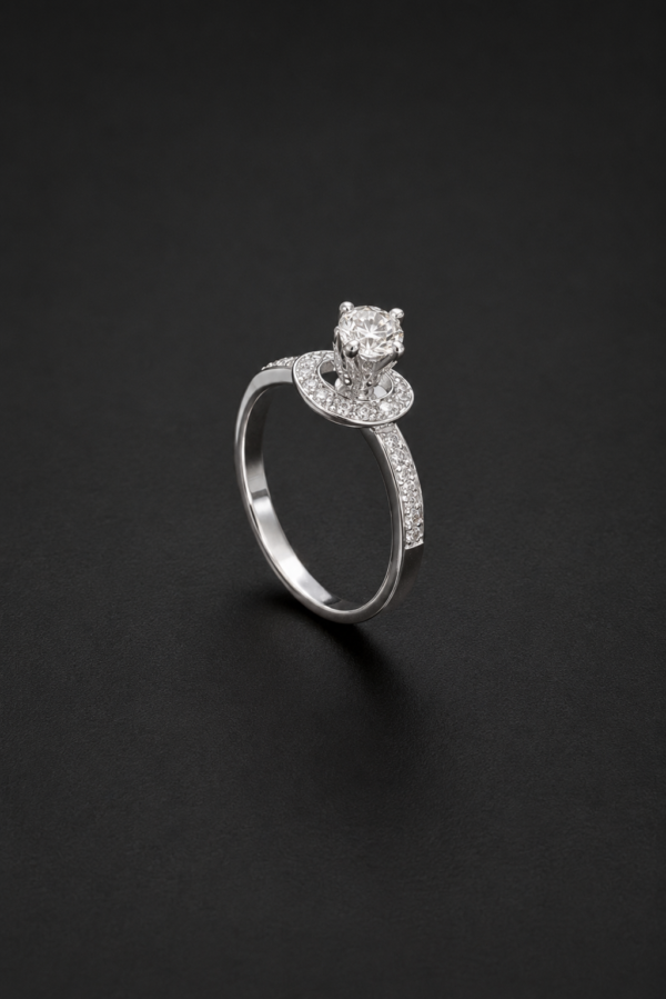 Diamond Halo Ring — Floating Saturn Design