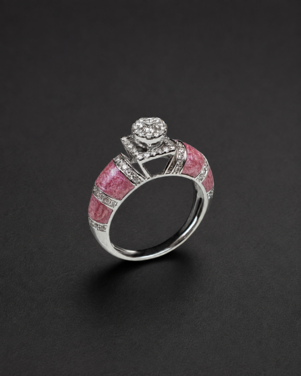 Diamond Enamel Ring — Pink Textured Dome