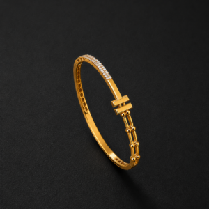 Gold Bangle Bracelet — Architectural Pavé Ladder