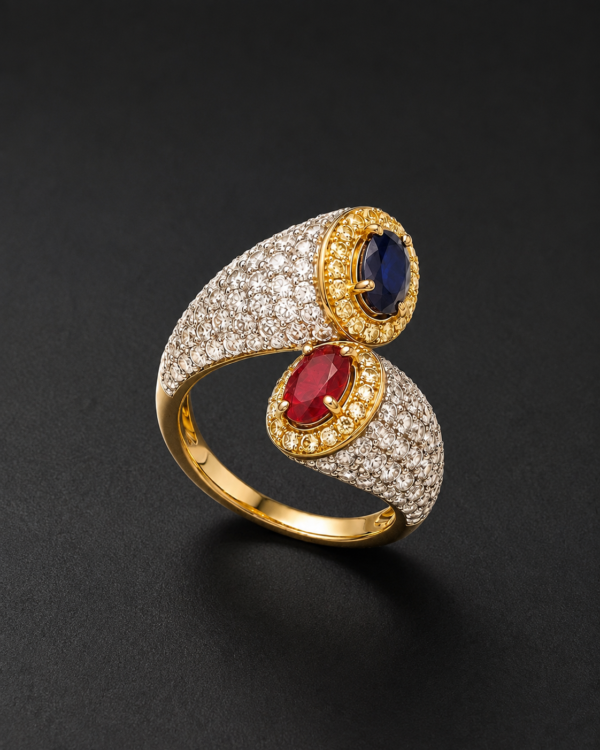 Gold Ring — Toi et Moi Sapphire & Ruby