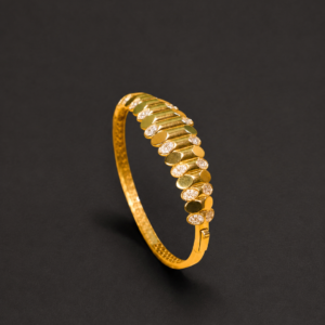 Gold Bangle Bracelet — Textured Disc Segments
