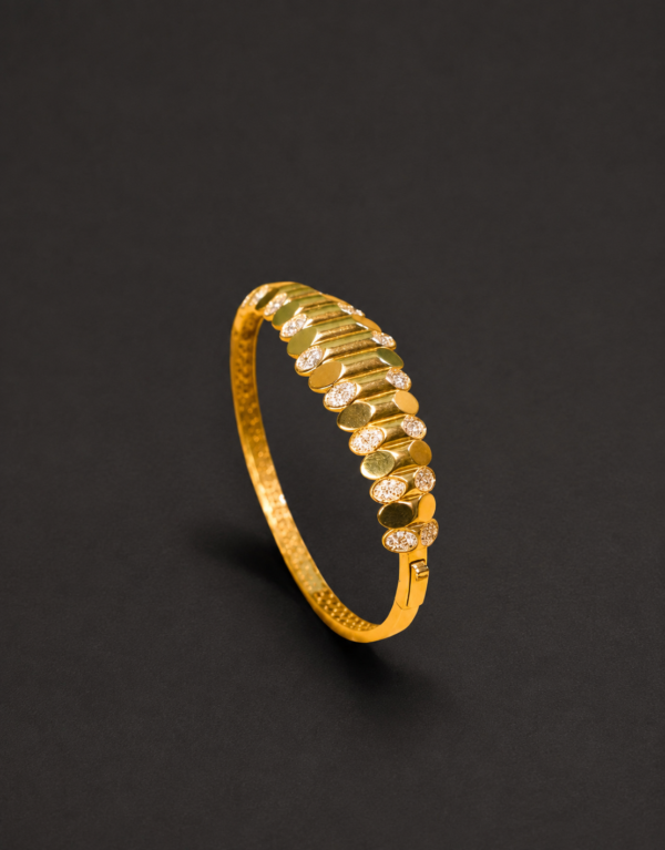 Gold Bangle Bracelet — Textured Disc Segments