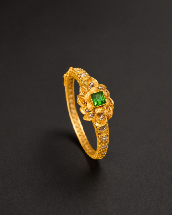 Gold Kada Bangle — Emerald Flower Centre