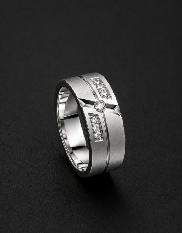 Men's Palladium Ring — Cross-Cut Pavé Verticals