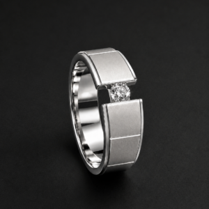 Men's Palladium Ring — Segmented Tension-Set Solitaire