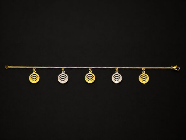 Gold Charm Bracelet — Two-Tone Sunburst Discs