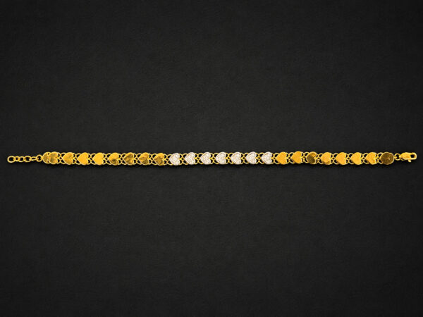 Gold Heart Link Bracelet — Two-Tone Pavé Hearts