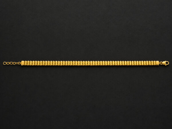 Gold Ridged Bar Bracelet — Textured Link
