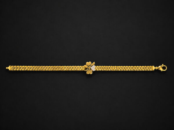 Gold Panther Link Bracelet — Clover Charm