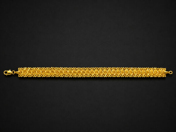 Gold Woven Bracelet — Textured Floral Etch