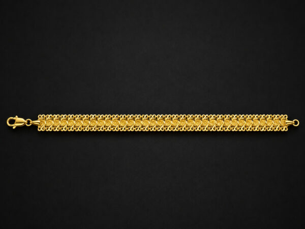 Gold Mesh Bracelet — Wide Textured Band