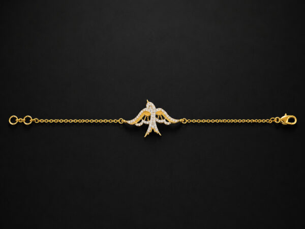 Gold Bird Charm Bracelet — Pavé Wings