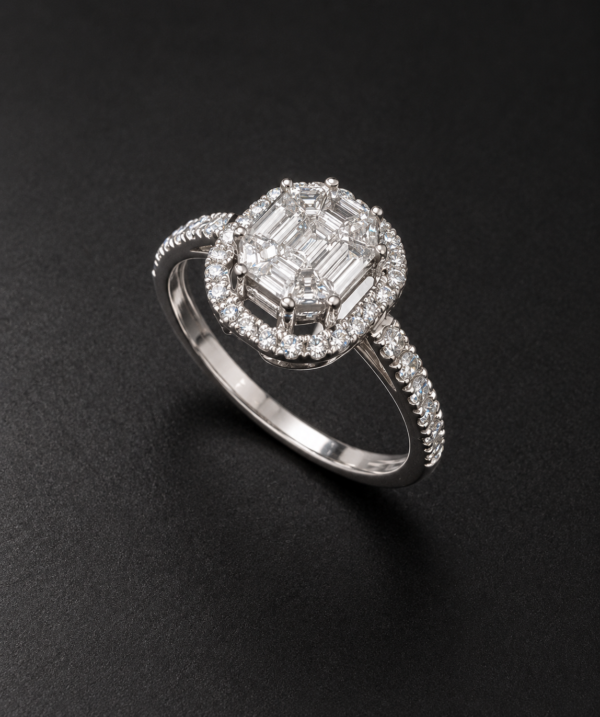 Diamond Ring — Emerald-Cut Illusion Halo