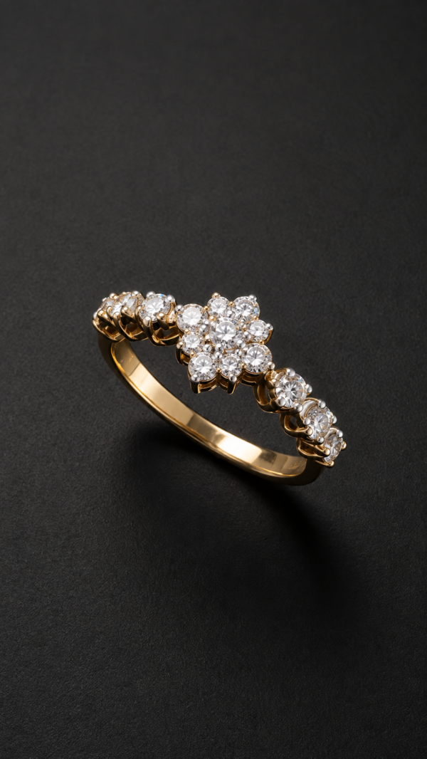 Diamond Cluster Ring — Gold Flower Bloom
