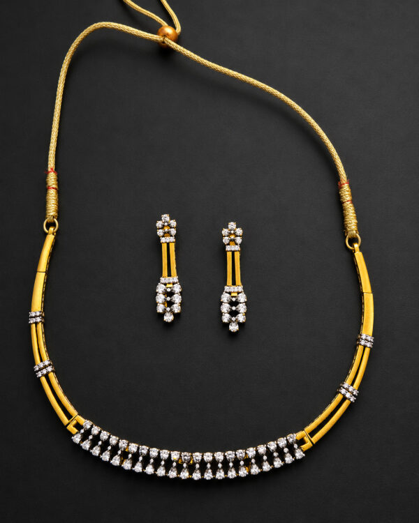 Gold Collar Necklace Set — Pavé Bar Panel