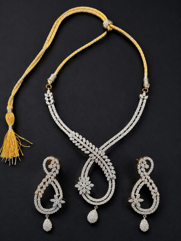Gold Diamond-Effect Necklace Set — Infinity Wheat Loop