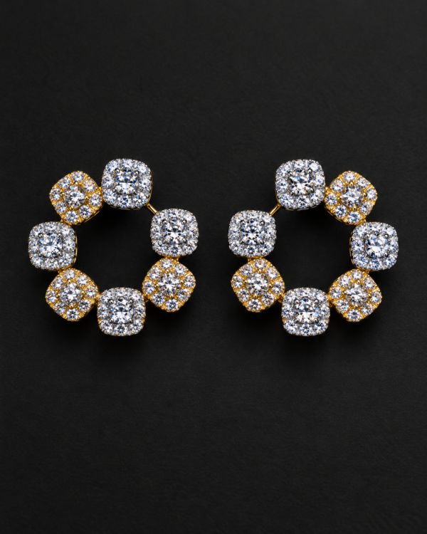 Golden Halo Wreath Crystal Stud Earrings