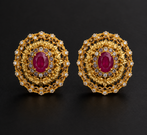 Ruby Bloom Filigree Statement Earrings