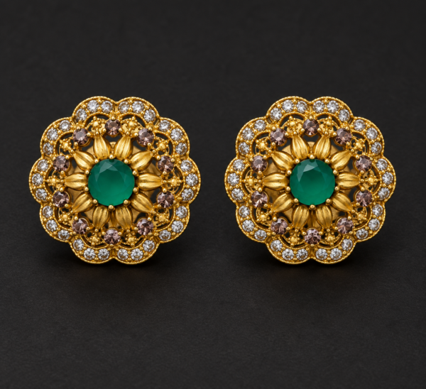 Emerald Garden Flower Stud Earrings